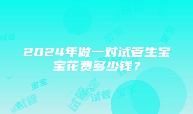 2024年做一对试管生宝宝花费多少钱？