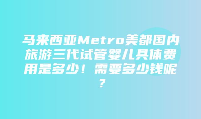 马来西亚Metro美都国内旅游三代试管婴儿具体费用是多少！需要多少钱呢？