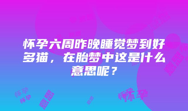 怀孕六周昨晚睡觉梦到好多猫，在胎梦中这是什么意思呢？