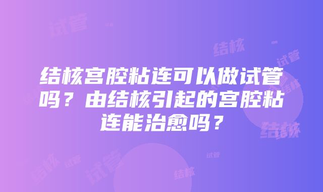 结核宫腔粘连可以做试管吗？由结核引起的宫腔粘连能治愈吗？