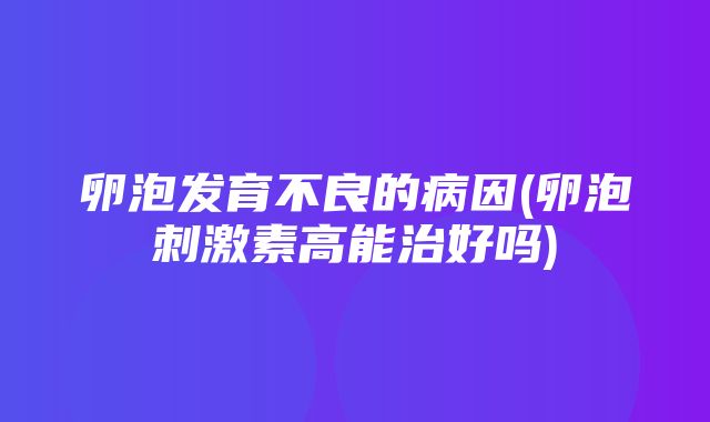 卵泡发育不良的病因(卵泡刺激素高能治好吗)