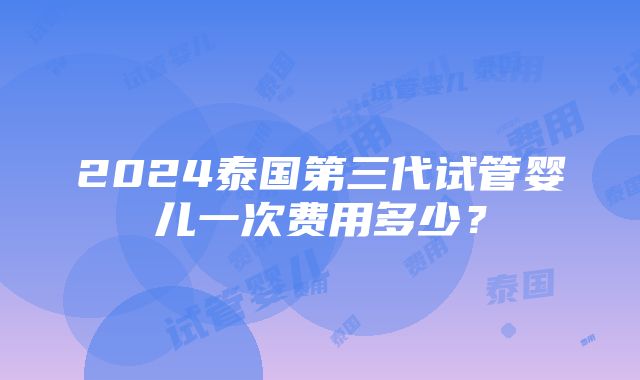 2024泰国第三代试管婴儿一次费用多少？