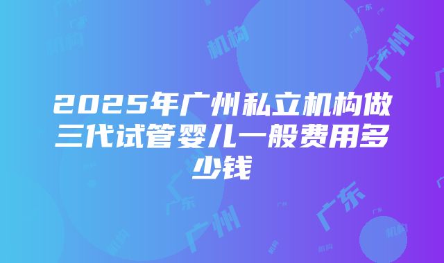 2025年广州私立机构做三代试管婴儿一般费用多少钱