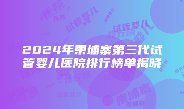 2024年柬埔寨第三代试管婴儿医院排行榜单揭晓