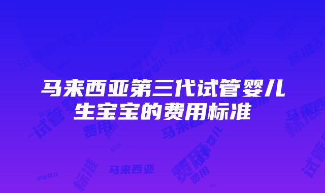 马来西亚第三代试管婴儿生宝宝的费用标准