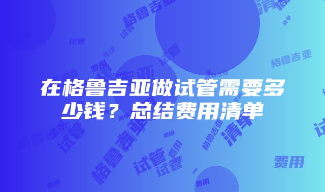 在格鲁吉亚做试管需要多少钱？总结费用清单