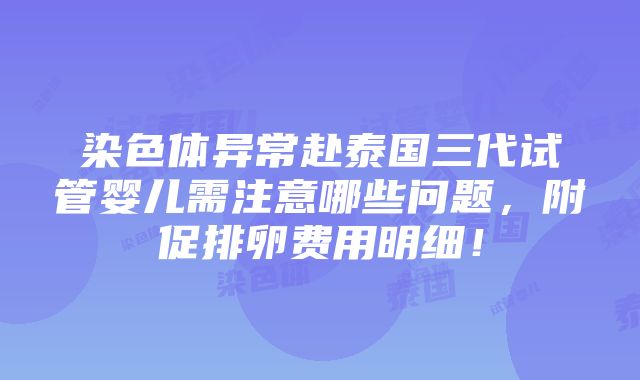 染色体异常赴泰国三代试管婴儿需注意哪些问题，附促排卵费用明细！