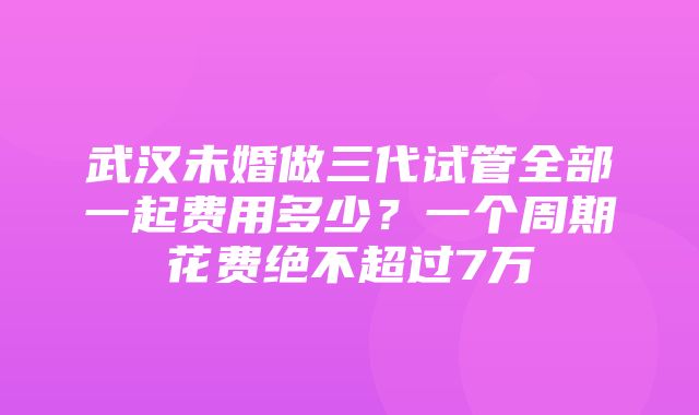 武汉未婚做三代试管全部一起费用多少？一个周期花费绝不超过7万