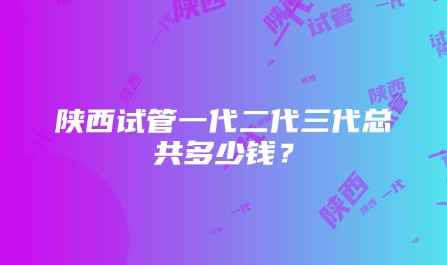 陕西试管一代二代三代总共多少钱？