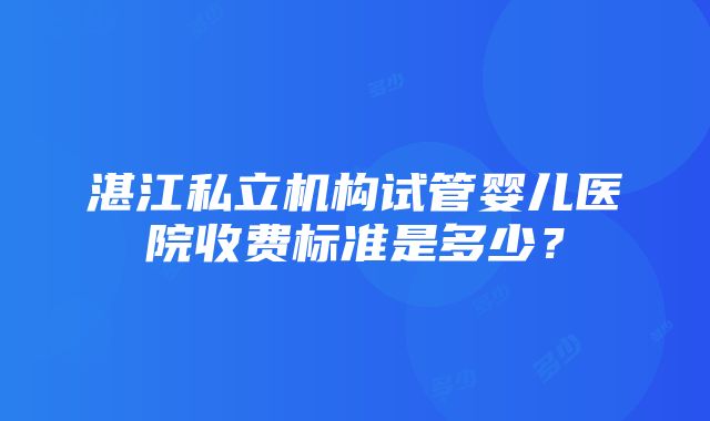 湛江私立机构试管婴儿医院收费标准是多少？