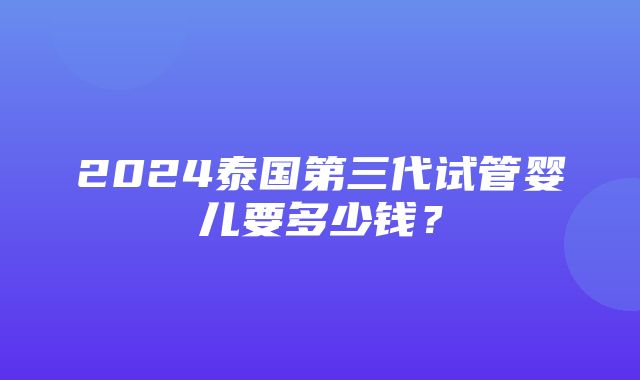 2024泰国第三代试管婴儿要多少钱？