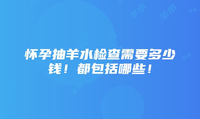 怀孕抽羊水检查需要多少钱！都包括哪些！