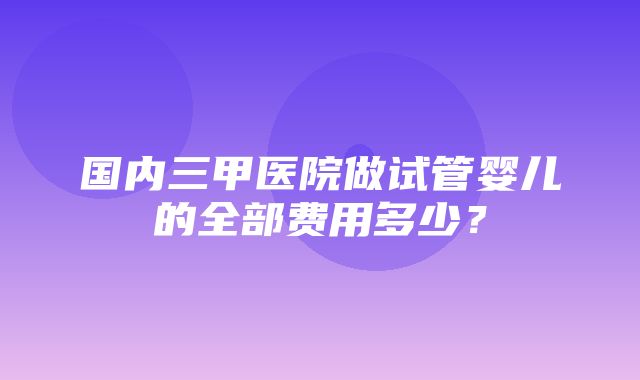 国内三甲医院做试管婴儿的全部费用多少？