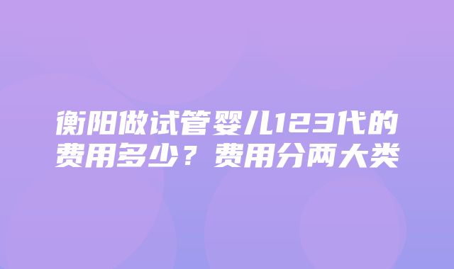 衡阳做试管婴儿123代的费用多少？费用分两大类