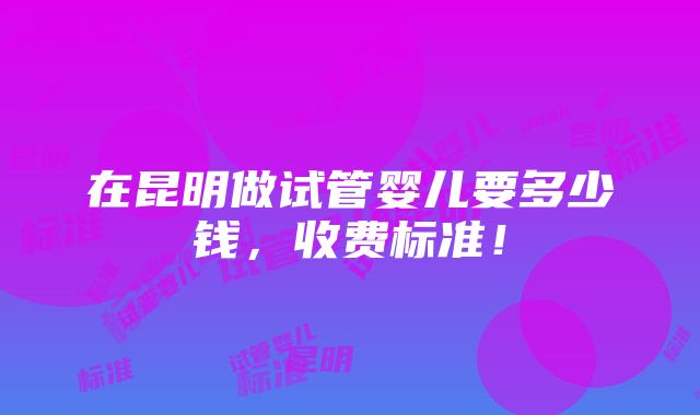 在昆明做试管婴儿要多少钱，收费标准！