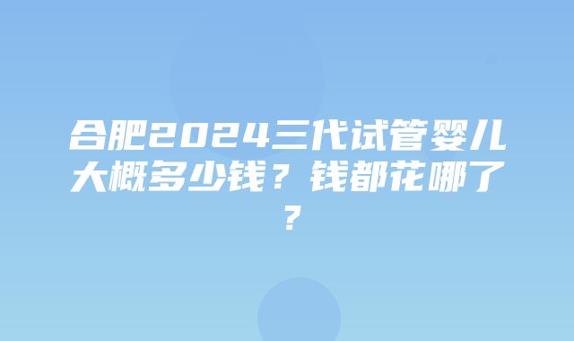 合肥2024三代试管婴儿大概多少钱？钱都花哪了？