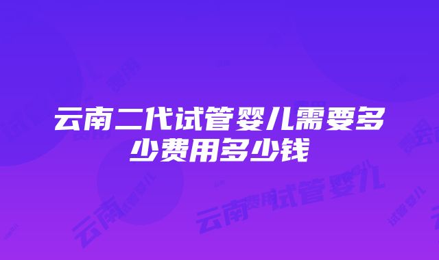 云南二代试管婴儿需要多少费用多少钱