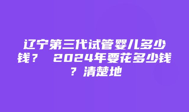 辽宁第三代试管婴儿多少钱？ 2024年要花多少钱？清楚地