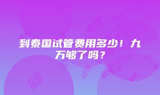 到泰国试管费用多少！九万够了吗？