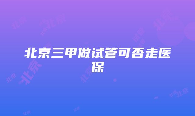 北京三甲做试管可否走医保