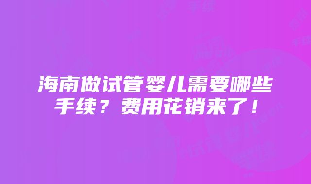 海南做试管婴儿需要哪些手续？费用花销来了！