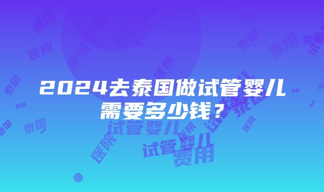 2024去泰国做试管婴儿需要多少钱？