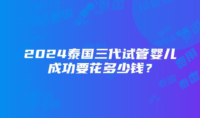 2024泰国三代试管婴儿成功要花多少钱？