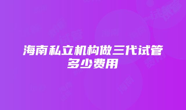 海南私立机构做三代试管多少费用