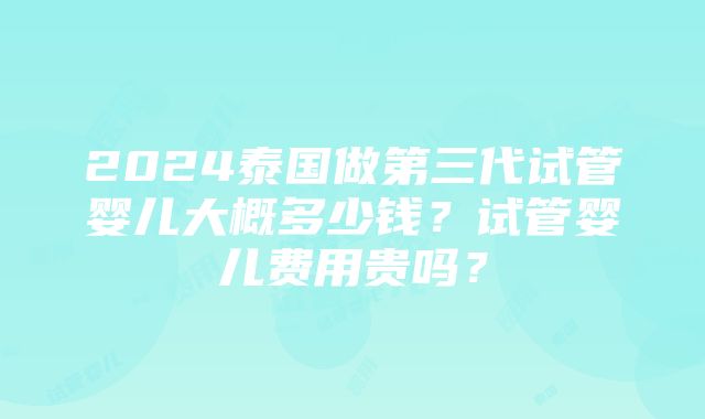 2024泰国做第三代试管婴儿大概多少钱？试管婴儿费用贵吗？