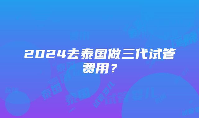 2024去泰国做三代试管费用？