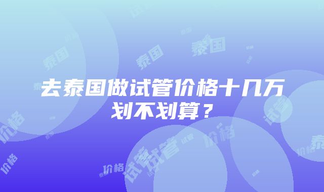 去泰国做试管价格十几万划不划算？