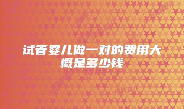 试管婴儿做一对的费用大概是多少钱