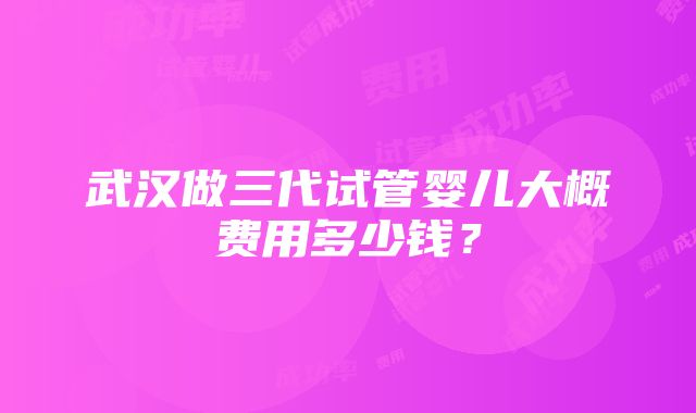 武汉做三代试管婴儿大概费用多少钱？