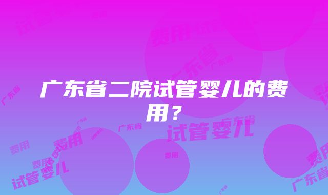 广东省二院试管婴儿的费用？