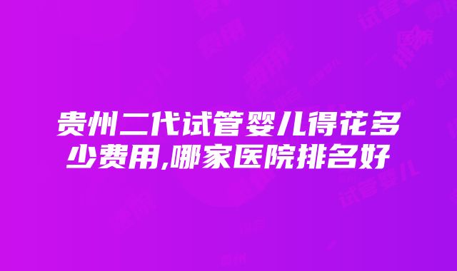 贵州二代试管婴儿得花多少费用,哪家医院排名好