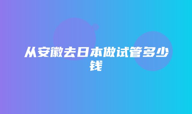 从安徽去日本做试管多少钱