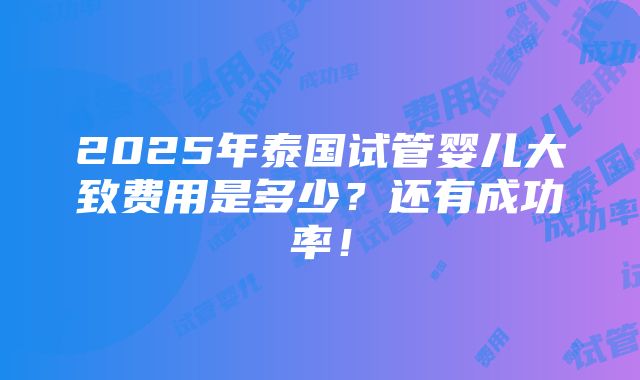 2025年泰国试管婴儿大致费用是多少？还有成功率！