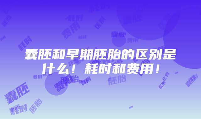 囊胚和早期胚胎的区别是什么！耗时和费用！