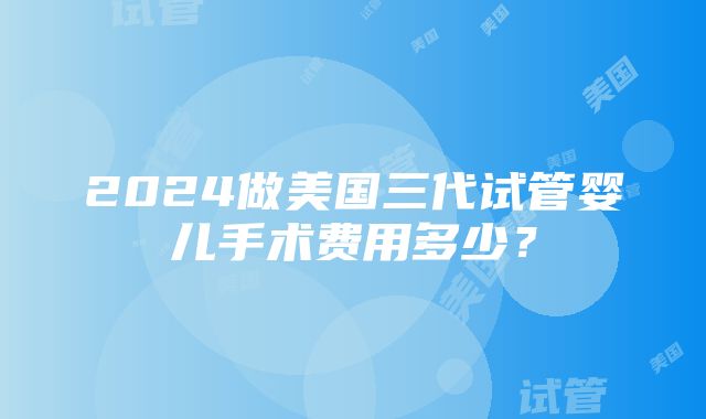 2024做美国三代试管婴儿手术费用多少？