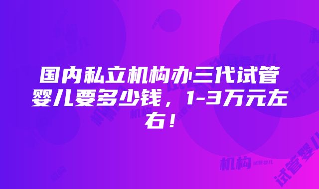 国内私立机构办三代试管婴儿要多少钱，1-3万元左右！