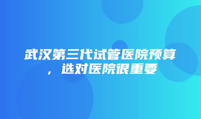 武汉第三代试管医院预算，选对医院很重要