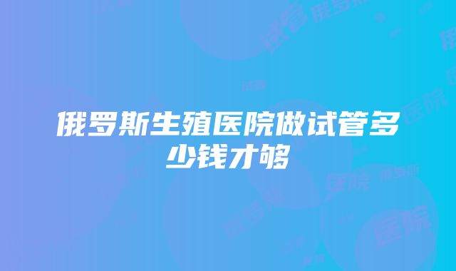 俄罗斯生殖医院做试管多少钱才够