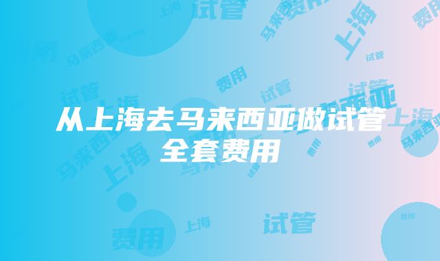 从上海去马来西亚做试管全套费用