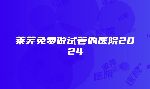 莱芜免费做试管的医院2024