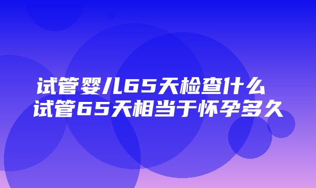 试管婴儿65天检查什么 试管65天相当于怀孕多久