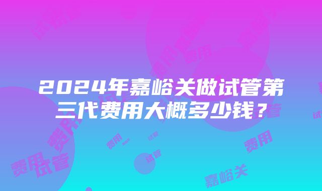 2024年嘉峪关做试管第三代费用大概多少钱？