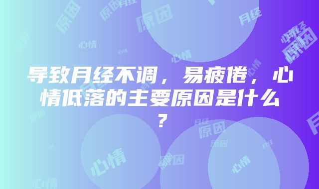 导致月经不调，易疲倦，心情低落的主要原因是什么？