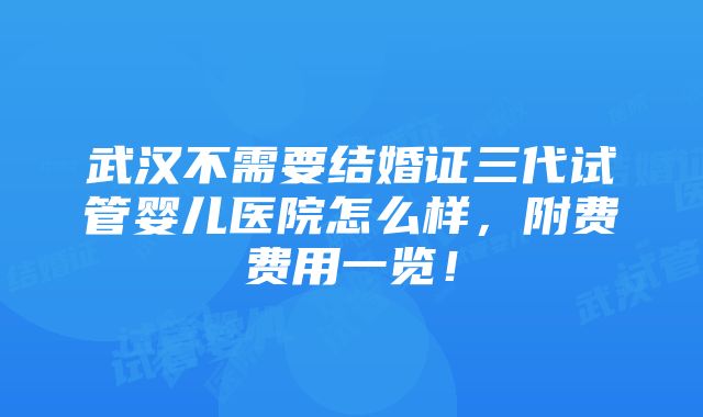 武汉不需要结婚证三代试管婴儿医院怎么样，附费费用一览！