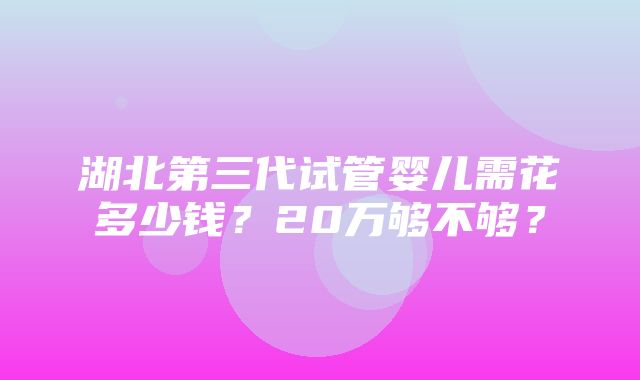 湖北第三代试管婴儿需花多少钱？20万够不够？