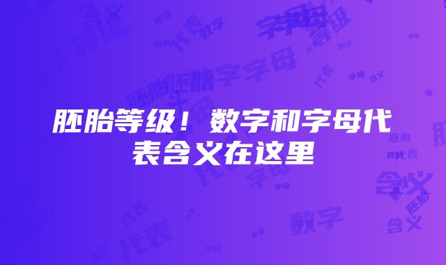 胚胎等级！数字和字母代表含义在这里